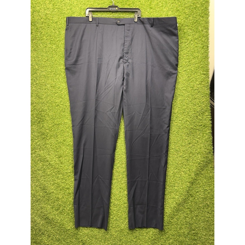 Jos A Bank Traveler Pants Mens 56L Wool Tailored Fit Navy Blue Dress Work NWT